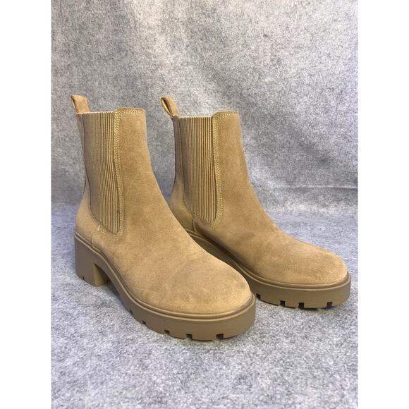 Steve Madden Chelsea Pull On Ankle Boot In Suede Camel, Women’s Size 7.5 - Picture 9 of 10